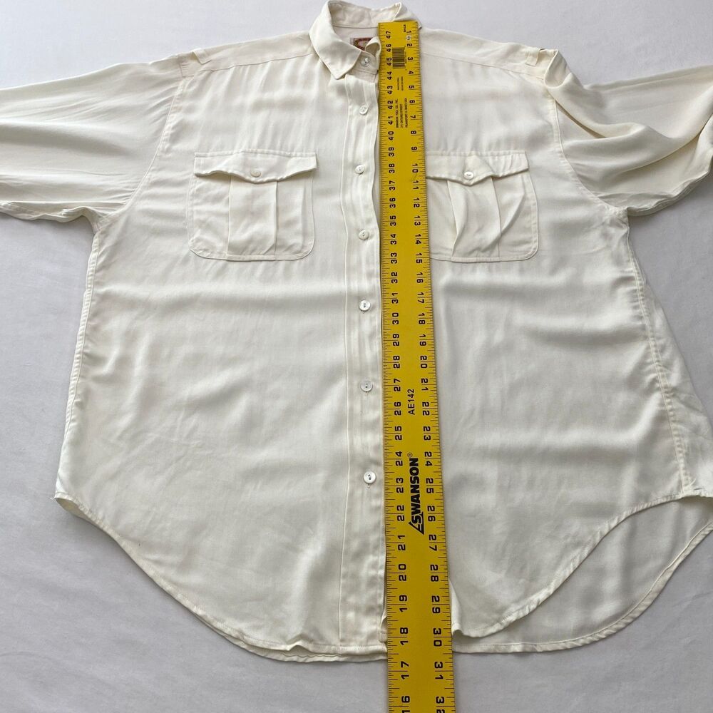 Vintage Banana Republic Button Up Shirt Top Womens Large Ivory Safari Military - Picture 8 of 9
